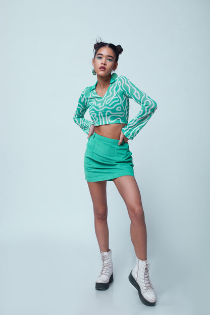 TOOTHPASTE TOP AND PEPPERMINT SKIRT CO-ORD SET