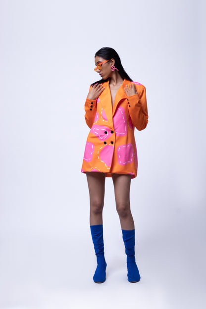 SPOTTED IN PINK BLAZER DRESS